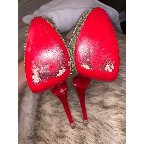 Gold Multi Lady Peep Glitter Platform Pumps - Picture 3 of 7